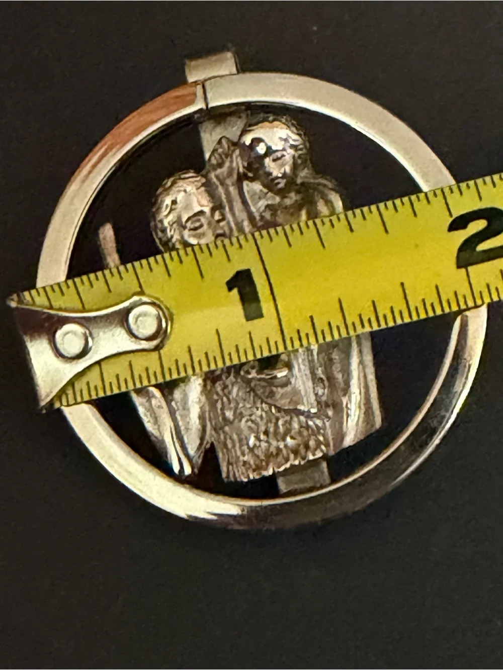 Vintage Silver Rhodium Saint Christopher Money Clip / Visor Religious Silver